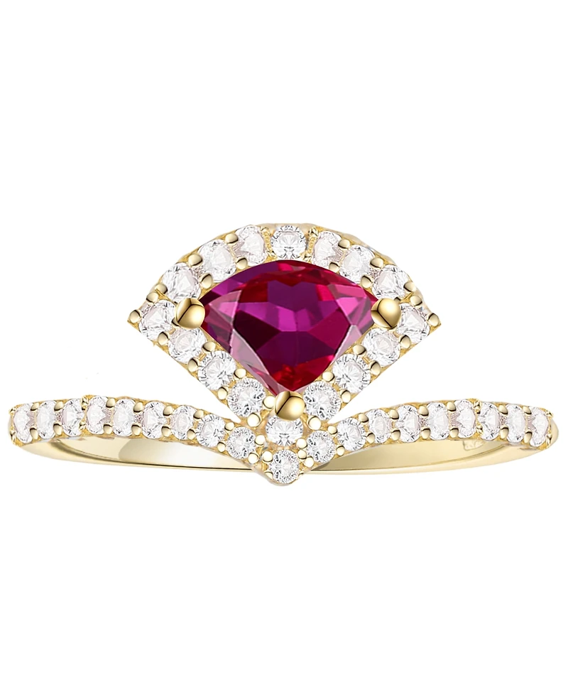 Macy's Lab-Grown Ruby (5/8 ct. t.w.) and Lab-Grown White Sapphire (3/8 ct. t.w.) Ring in 14K Gold Over Sterling Silver