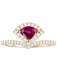 Macy's Lab-Grown Ruby (5/8 ct. t.w.) and Lab-Grown White Sapphire (3/8 ct. t.w.) Ring in 14K Gold Over Sterling Silver