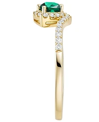 Macy's Lab-Grown Emerald (1/2 ct. t.w.) and Lab-Grown White Sapphire (3/8 ct. t.w.) Ring in 14K Gold Over Sterling Silver
