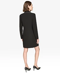 Karl Lagerfeld Paris Women's Embellished Trim Collared Blazer Dress
