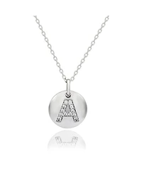 Suzy Levian Sterling Silver Cubic Zirconia Letter Initial Disc Pendant