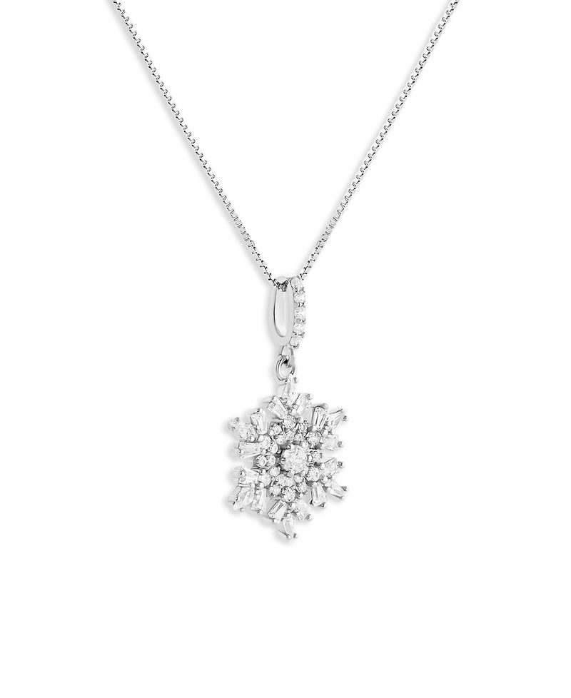 Holiday Lane Cubic Zirconia Snowflake Pendant Necklace in Sterling Silver, Macy's Exclusive