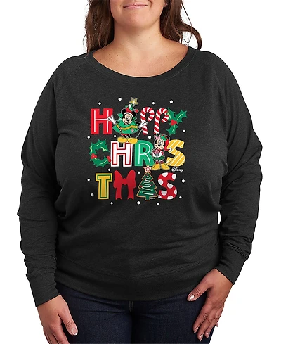 Hybrid Apparel Disney Mickey and Minnie Happy Christmas Women's French Terry Long Sleeve Shirt