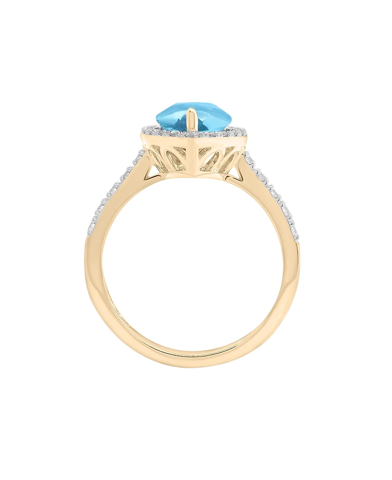 Macy's Blue Topaz (4 ct. t.w) & Diamond (3/8 ct. t.w) Marquise Ring in 14K Yellow Gold