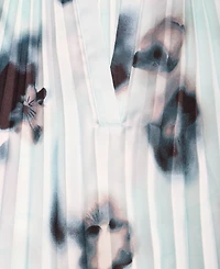 I.n.c. Concepts Women's Printed Pleated Split-Neck Blouse, Macy's Exclusive