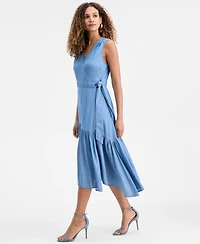 I.n.c. International Concepts Women's Surplice Asymmetrical Tiered Sleeveless Wrap Dress, Macy's Exclusive