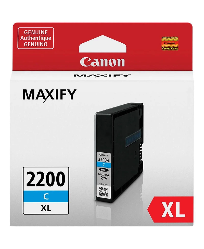 Canon Pgi-2200 Xl Cyan Pigment Ink Tank for iB4020, iB4120, MB5020, MB5120, MB5320, MB5420 Maxify Series Printers, 2-Pack