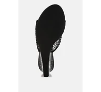 Tempra Mesh Clear Heel Wedge Sandals