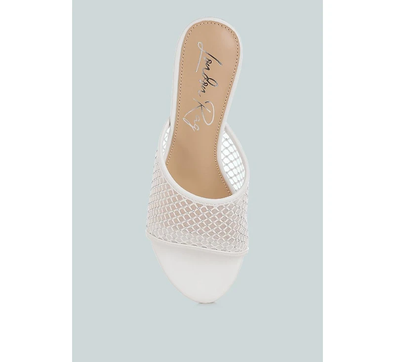 Tempra Mesh Clear Heel Wedge Sandals