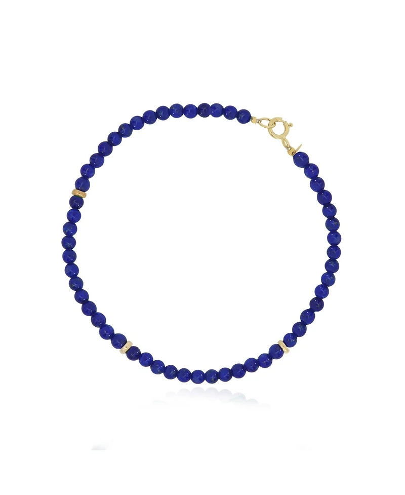 The Lovery Lapis Round Bead Bracelet 14K Gold
