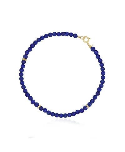 The Lovery Lapis Round Bead Bracelet 14K Gold