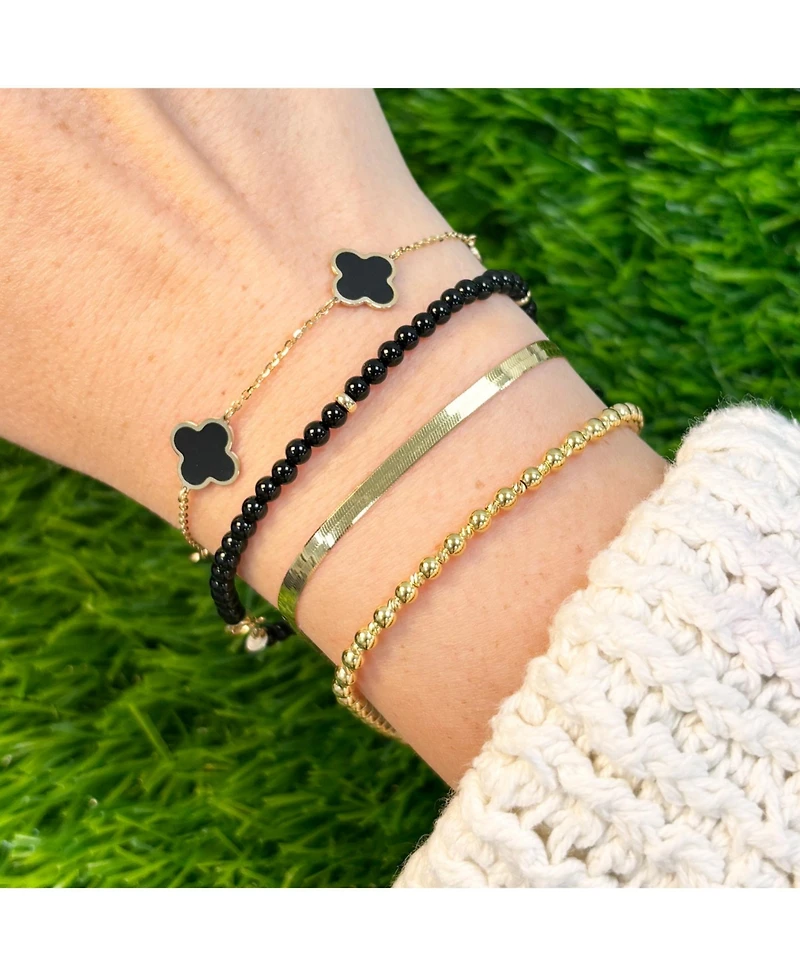 The Lovery Onyx Round Bead Bracelet 14K Gold