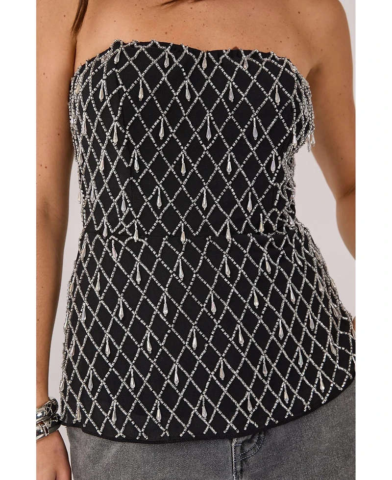 Nasty Gal Droplet Embellished Longline Bustier Top