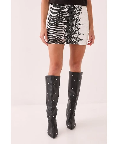 Nasty Gal Women's Zebra Ombre Hand Embellished Mini Skirt