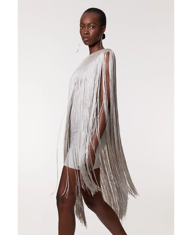 Karen Millen Women's Fringe Mini Knit Dress