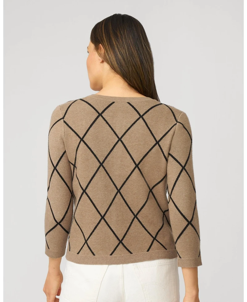 Cable & Gauge Women's Argyle Crewneck Cardigan