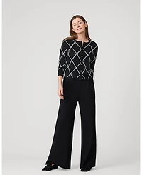 Cable & Gauge Women's Argyle Crewneck Cardigan