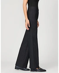 Cable & Gauge Women's Metallic Stripe Wide Leg Pull On Pant