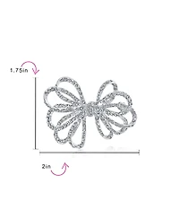 Bling Jewelry Set of 2 Large Holiday Crystal Bow Brooch Pin Silver Gold Plated