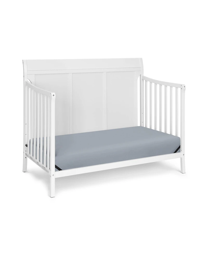 Forest'nSky Classic White 4-in-1 Convertible Crib with Sleek Lines and Toddler Bed Conversion