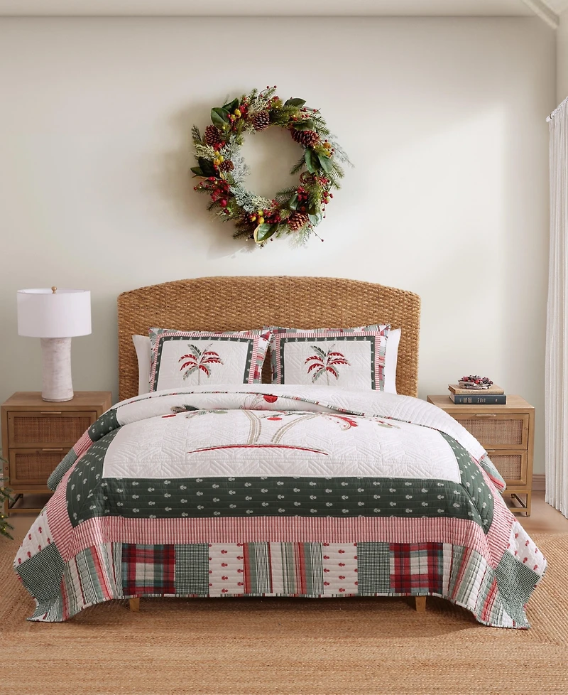 Tommy Bahama Palm Tree Patchwork Reversible 3-Pc. Quilt Set, King