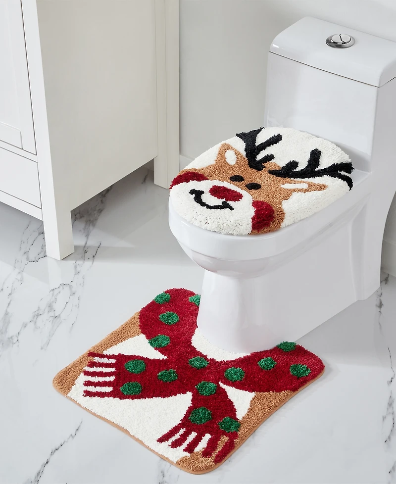 Vcny Home Reindeer Holiday Bath Rug Set, 2 Count
