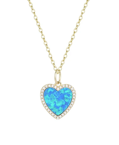 Kamaria Heart Necklace with Lab-Grown Opal 14k Gold Plated Sterling Silver