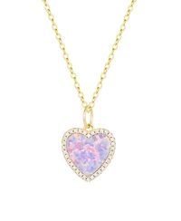 Kamaria Heart Necklace with Lab-Grown Opal 14k Gold Plated Sterling Silver