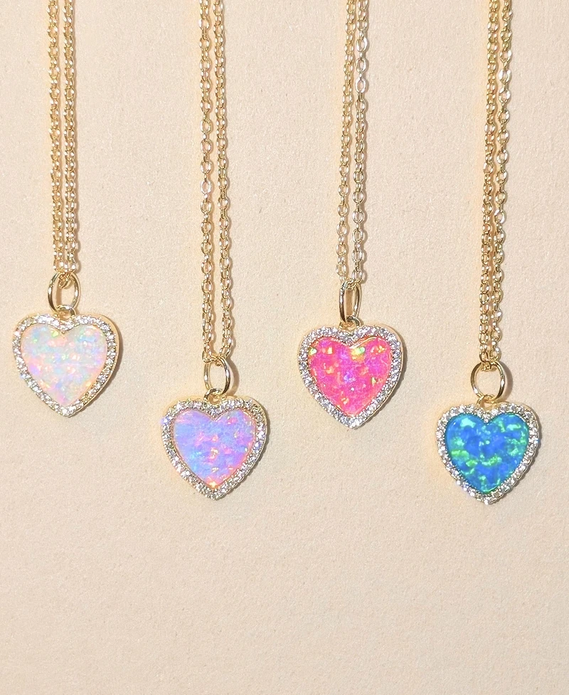Kamaria Heart Necklace with Lab-Grown Opal 14k Gold Plated Sterling Silver