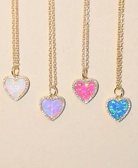 Kamaria Heart Necklace with Lab-Grown Opal 14k Gold Plated Sterling Silver