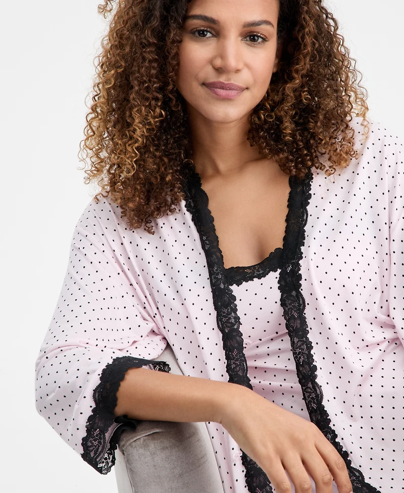 I.n.c. International Concepts Women's Lace-Trim Knit Wrap Robe, Exclusively at Macy's