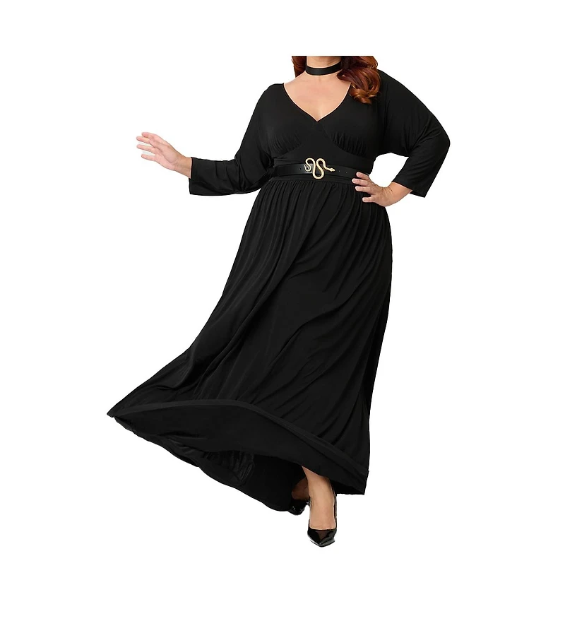 Unique Vintage Plus Size 3/4 Sleeve Batwing Maxi Dress