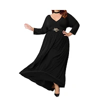 Unique Vintage Plus Size 3/4 Sleeve Batwing Maxi Dress