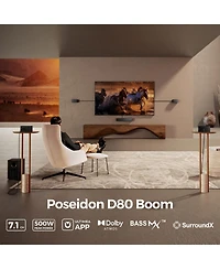 Ultimea Poseidon D80 Boom 7.1 Channel Soundbar with Dolby Atmos, Home Theater Sound System with Wireless Subwoofer, 500W