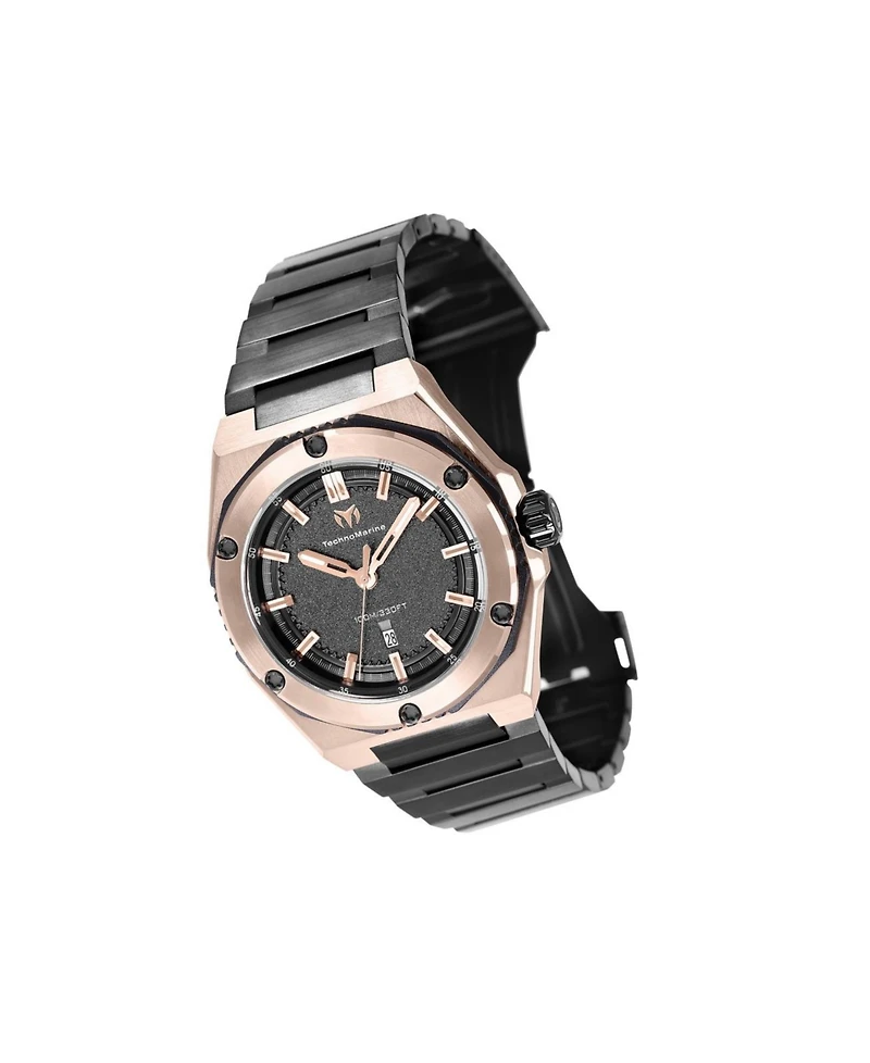 Technomarine Men's Tm- Coral Quartz 3 Hand Black Dial Watch