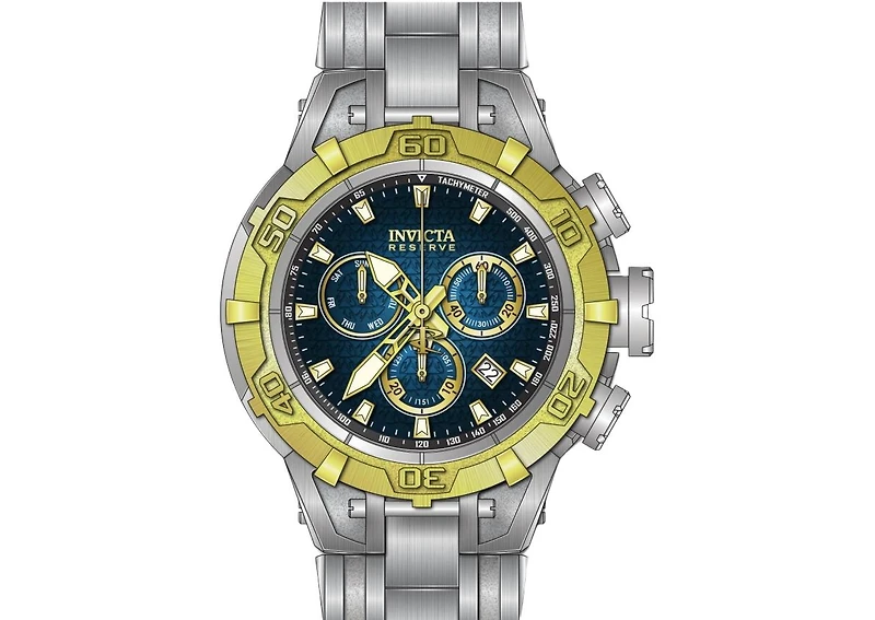 Invicta Men's 47852 Reserve Quartz 3 Hand Black, Blue Dial Watch