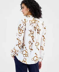 T Tahari Women's Printed Button-Front Blouse