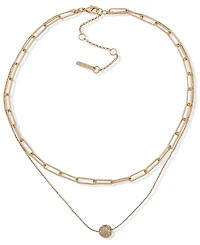 Nine West Glass Stone Gold-Tone Two-Row Necklace