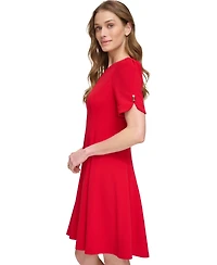 Dkny Women's Short Sleeve Fit and Flare Dress