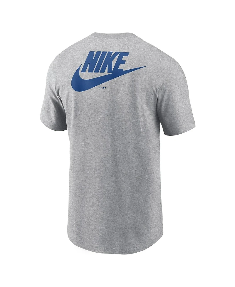 Nike Men's Heather Gray Toronto Blue Jays Cooperstown Collection Large Logo 2-Hit T-Shirt