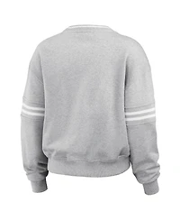 Wear by Erin Andrews Women's Heather Gray Pitt Panthers Classic Stripe Pullover Sweater