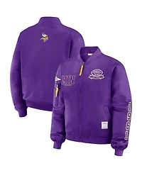 Wear by Erin Andrews Women's Purple Minnesota Vikings Patch Full-Zip Bomber Jacket