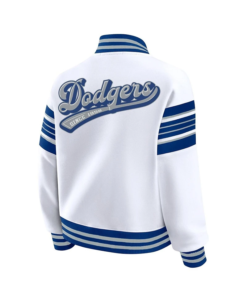 Wear by Erin Andrews Women's White Los Angeles Dodgers Full-Snap Fleece Sweatshirt Jacket