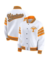 Wear by Erin Andrews Women's White/Tennessee Orange Tennessee Volunteers Satin Stitch Full-Snap Fleece Sweatshirt Jacket