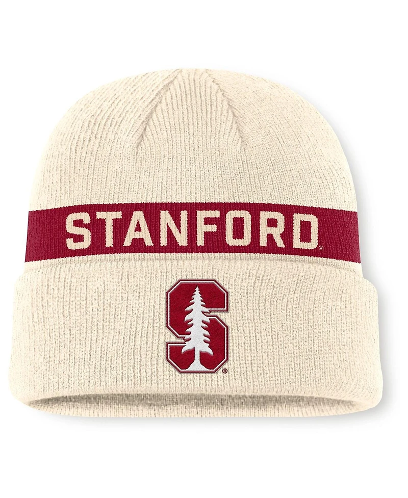 Nike Men's Natural/Cardinal Stanford Cardinal Peak Primetime Utility Cuffed Knit Hat