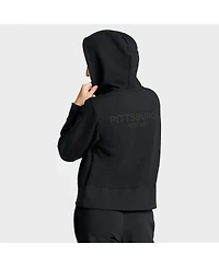 Fanatics Women's Black Pittsburgh Penguins Authentic Pro Road Tri-Blend Quarter-Zip Hoodie