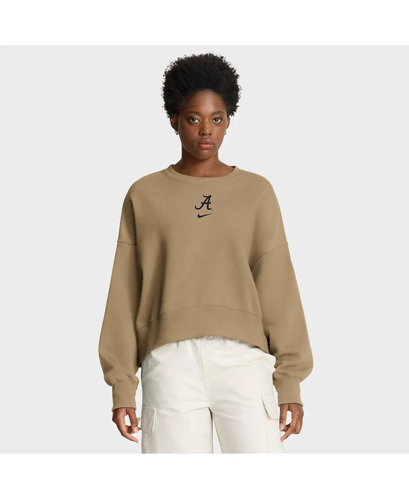 Nike Women's Tan Alabama Crimson Tide Oversized Phoenix 2-Hit Pullover Sweatshirt