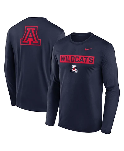 Nike Men's Navy Arizona Wildcats Primetime Campus 2-Hit Legend Dri-fit Long Sleeve T-Shirt