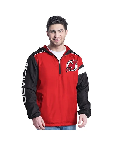 G-iii Sports by Carl Banks Men's Red/Black New Jersey Devils Lateral Half-Zip Hoodie Jacket