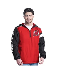 G-iii Sports by Carl Banks Men's Red/Black New Jersey Devils Lateral Half-Zip Hoodie Jacket
